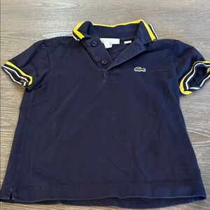 Lacoste Kids Polo Shirt in Navy with Yellow Trim